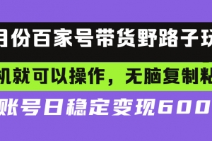 百家号带货野路子玩法 手机就可以操作,无脑复制粘贴 单账号日稳定变现…