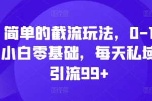 简单的截流玩法,0-1小白零基础,每天私域引流99+
