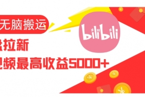 视频无脑搬运b站网盘拉新,单视频最高收益5k+