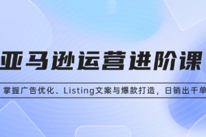 亚马逊运营进阶课:掌握广告优化、Listing文案与爆款打造,日销出千单
