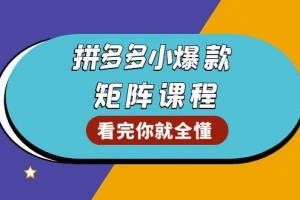 拼多多爆款矩阵课程:教你测出店铺爆款,优化销量,提升GMV,打造爆款群