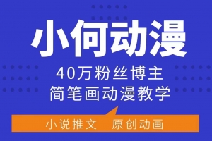 小何动漫简笔画动漫教学,40万粉丝博主课程,可做伙伴计划、分成计划、接广告等