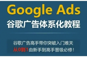 Google Ads谷歌广告体系化教程,谷歌广告高手带你突破入门难关,从0到1由新手到高手晋级必修