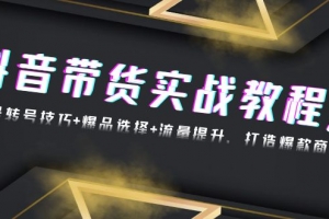 抖音带货实战教程:起号转号技巧+爆品选择+流量提升,打造爆款商品