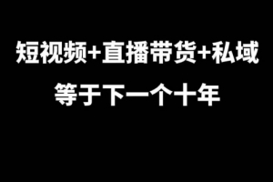 短视频+直播带货+私域等于下一个十年,大佬7年实战经验总结
