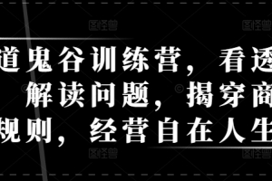 天道鬼谷训练营,看透规律,解读问题,揭穿商业规则,经营自在人生