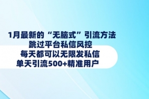 1月最新的无脑式引流方法,跳过平台私信风控,每天都可以无限发私信,单天引流500+精准用户