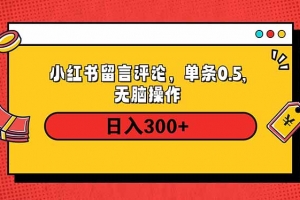 小红书评论单条0.5元,日入300+,无上限,详细操作流程