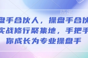 操盘手合伙人,操盘手合伙人的实战修行聚集地,手把手带你成长为专业操盘手