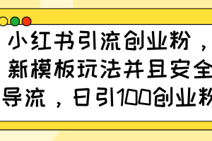 小红书引流创业粉,新模板玩法并且安全导流,日引100创业粉
