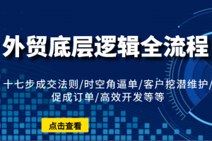 外贸底层逻辑全流程:十七步成交法则/时空角逼单/客户挖潜维护/促成订单/高效开发等等