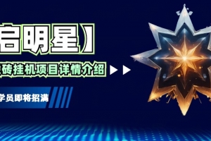 【启明星】33个挂机搬砖项目详细介绍,新手网创看这个就够了。