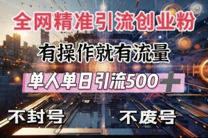 全网独家引流创业粉,有操作就有流量,单人单日引流500+,不封号、不费号