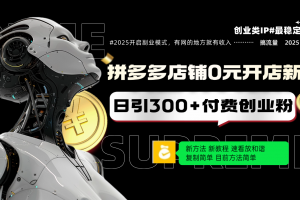 拼多多店铺0元开店新规,日引300+付费创业粉,目前方法简单复制粘贴可矩阵