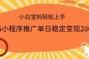 2025小程序推广单日稳定变现多张,一部手机即可操作,小白宝妈轻松上手