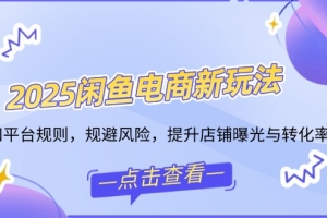 2025闲鱼电商新玩法,熟知平台规则,规避风险,提升店铺曝光与转化率