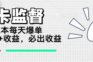 打卡监督项目,0成本每天爆单1000+,做就必出收益