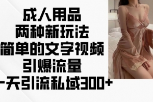 成人用品两种新玩法,简单的文字视频引爆流量,一天引流私域300+