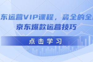 京东运营VIP课程,最全的全能京东爆款运营技巧