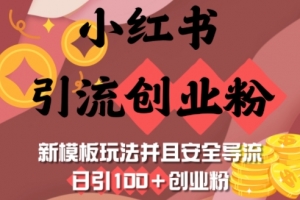 小红书引流创业粉,新模板玩法并且安全导流,日引100+创业粉