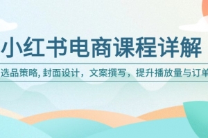 小红书电商课程详解:选品策略, 封面设计,文案撰写,提升播放量与订单