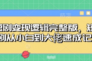 短剧变现逻辑完整版,短剧从小白到大佬速成记