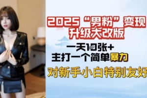 2025男粉变现全新玩法升级,日入上千简简单单,小白可轻松上手