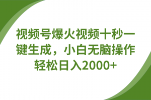 视频号爆火视频十秒一键生成,无需剪辑,带音频字幕多平台同步发送,轻松日入2000+