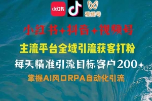 小红书、抖音、视频号全域多平台引流获客,日引目标客户200+,RPA自动…
