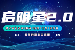 【启明星2.0】25个搬砖挂机代发精品项目,上线训练营,新模式新选择
