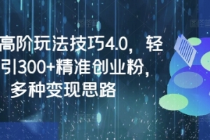 闲鱼高阶玩法技巧4.0,轻松日引300+精准创业粉,多种变现思路