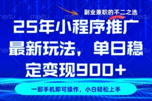 25年小程序推广最新玩法,稳定日入900+,副业兼职的不二之选