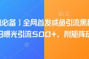 【引流必备】全网首发咸鱼引流黑科技,单日曝光引流500+,附矩阵玩法