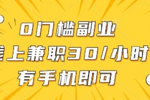 0门槛副业,线上兼职30一小时,有部手机即可