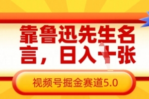 靠鲁迅先生名言,日入数张,视频号掘金赛道5.0