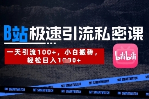 B站创业粉极速引流私密课,一天引流300+,小白搬砖,轻松日入数张