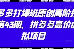 拼多多打爆班原创高阶技术第43期,拼多多高价虚拟项目