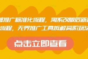 淘系运营推广标准化流程,淘系改版后新品布局全流程,无界推广工具拆解高阶玩法