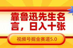 靠鲁迅先生名言,日入十张长期简单高效,视频号掘金赛道5.0