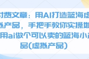 付费文章:用AI打造蓝海虚拟产品,手把手教你实操如何用ai做个可以卖的蓝海小产品(虚拟产品)