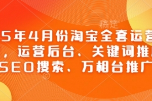 2025年4月份淘宝全套运营现场课程,运营后台、关键词推广、SEO搜索、万相台推广