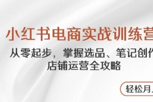 小红书电商实战训练营,从零起步,掌握选品、笔记创作、店铺运营全攻略,轻松月入过万