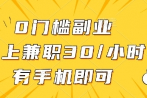 0门槛副业,线上兼职30一小时,有一部手机即可操作