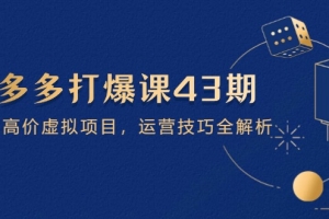 拼多多打爆课第 43 期,掌握高价虚拟项目,运营技巧全解析(15节)