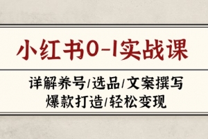 小红书0-1实战课(2023-2025),详解养号/选品/文案撰写/爆款打造/轻松变现