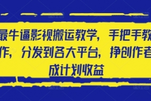 2025最牛逼影视搬运教学,手把手教你操作,分发到各大平台,挣创作者分成计划收益