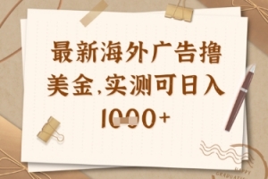 最新海外广告联盟挂机撸美金项目,实测可日入多张