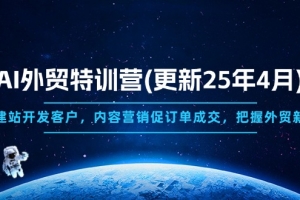AI外贸特训营(更新25年4月),快速建站开发客户,内容营销促订单成交,…