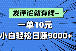 评论就有收益,一单10元,小白也能轻松日赚9000+