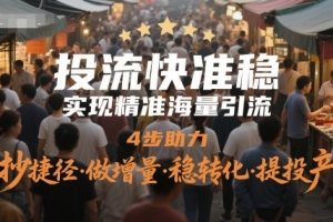 投流快准稳,实现精准海量引流,4步助力,抄捷径·做增量·稳转化·提投产